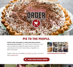 Our new homepage design made bigger, better use of Random Order's updated logo and gorgeous pie photos. (click to embiggen)