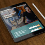 Tablet on table displaying website for nonprofit organization PACTEC