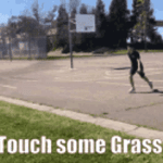 a person rolling into the grass, instead of using AI in marketing